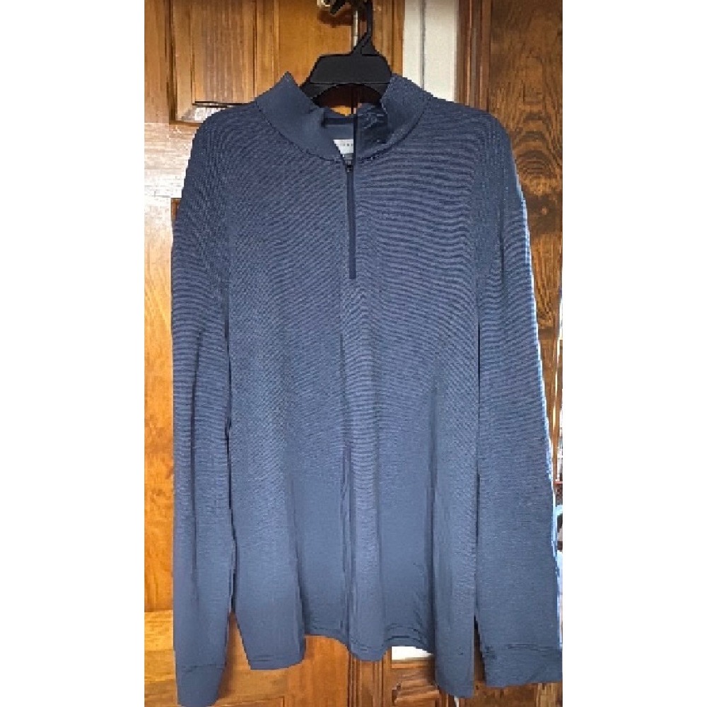 PGA Tour Mens XXL Blue Ribbed Quarter Zip Golf Pullover Mock Neck Sweater